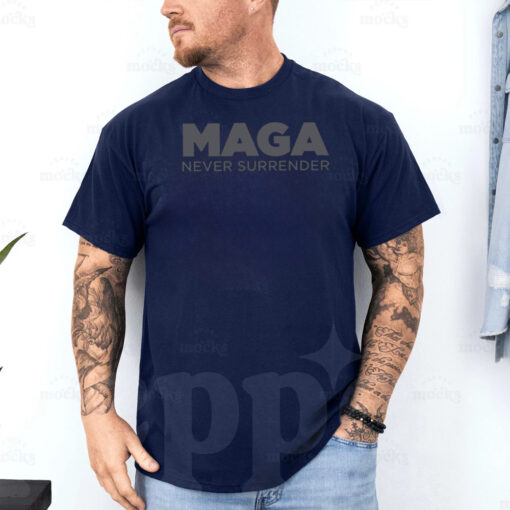 Trump MAGA NEVER SURRENDER Navy Shirt