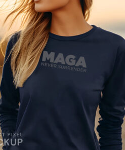 Trump MAGA NEVER SURRENDER Navy Shirts