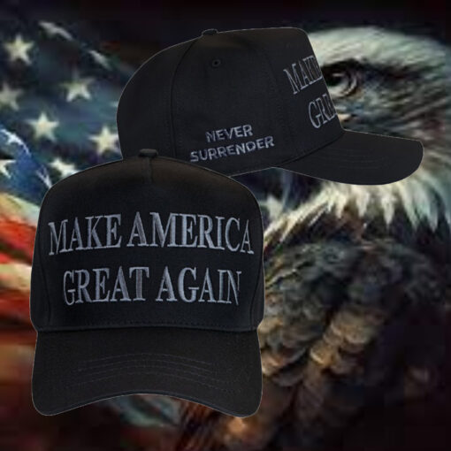 Dark Day Trump NEVER SURRENDER MAGA HAT2