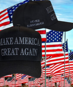 MAGA Never Surrender Black Trucker Hat1