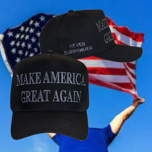 Never Surrender Black MAGA 2024 Hat2