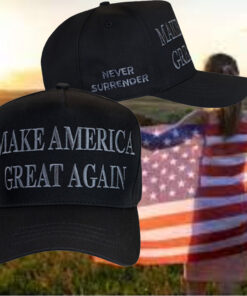 Never Surrender Black MAGA Dad Hat