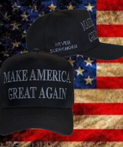 Never Surrender Black MAGA Dad Hat1