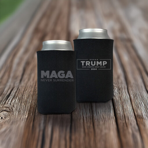 Trump MAGA NEVER SURRENDER Black Beverage Coolers