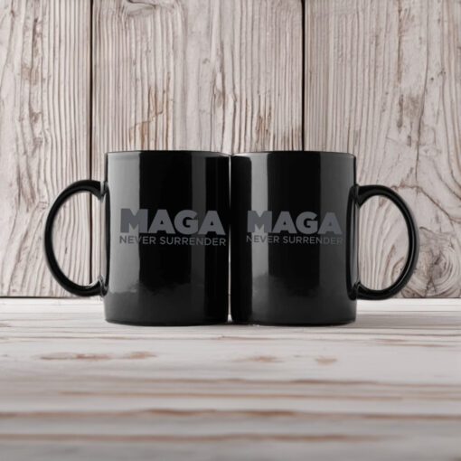 Trump MAGA NEVER SURRENDER Black Mugs