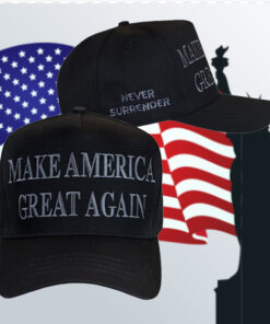 Trump Never Surrender Black MAGA Retro Trucker Hat