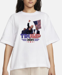 Donald Trump Shot T-SHIRT - Support TRUMP 2024- T-Shirt Never give up