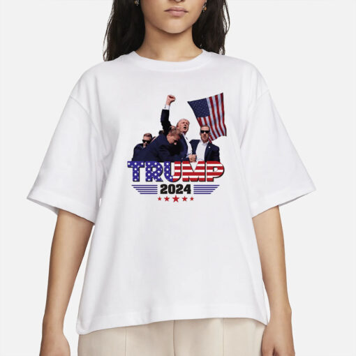 Donald Trump Shot T-SHIRT - Support TRUMP 2024- T-Shirt Never give up