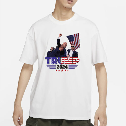 Donald Trump Shot T-SHIRT - Support TRUMP 2024- T-Shirt Never give ups