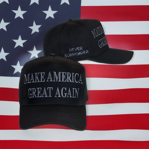 Never Surrender Black MAGA Elon Musk Hat